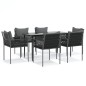 vidaXL Juego comedor jardín 7 piezas y cojines ratán sintético y acero vidaXL Juego comedor jardín 7 piezas y cojines ratán sintético y acero