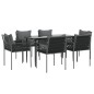 vidaXL Juego comedor jardín 7 piezas y cojines ratán sintético y acero vidaXL Juego comedor jardín 7 piezas y cojines ratán sintético y acero