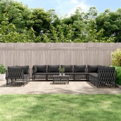 vidaXL Juego muebles de jardín 11 pzas y cojines acero gris antracita