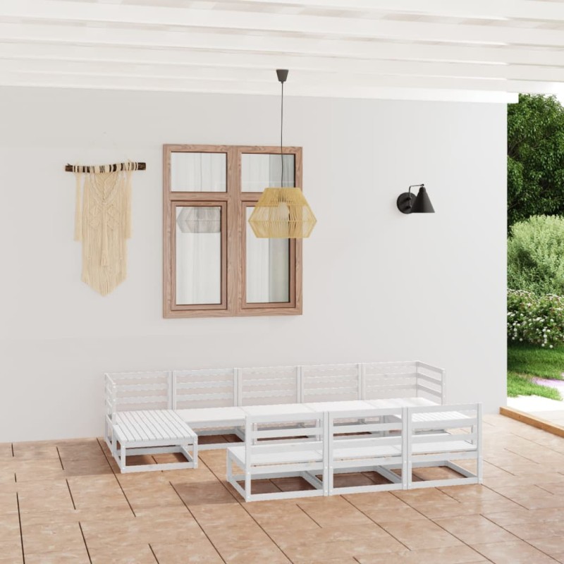 vidaXL Juego de muebles de jardín 10 piezas madera maciza de pino vidaXL Juego de muebles de jardín 10 piezas madera maciza de pino