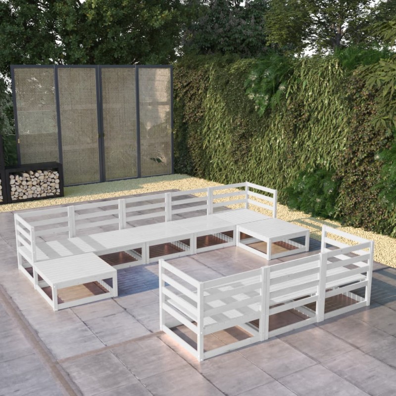 vidaXL Juego de muebles de jardín 10 piezas madera maciza de pino vidaXL Juego de muebles de jardín 10 piezas madera maciza de pino