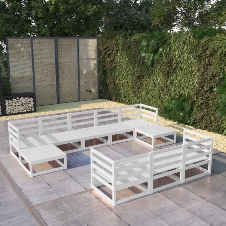 vidaXL Juego de muebles de jardín 10 piezas madera maciza de pino