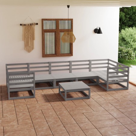 vidaXL Juego de muebles de jardín 8 piezas madera maciza de pino