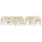 vidaXL Set muebles de palés jardín 6 pzas madera cojines color crema