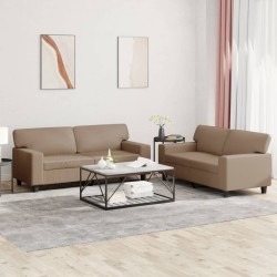 vidaXL Juego de sofás 2 piezas cuero sintético capuchino