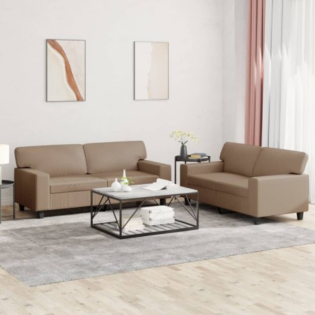 vidaXL Juego de sofás 2 piezas cuero sintético capuchino