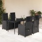 vidaXL Set de muebles jardín 5 pzas con cojines ratán sintético negro vidaXL Set de muebles jardín 5 pzas con cojines ratán sintético negro