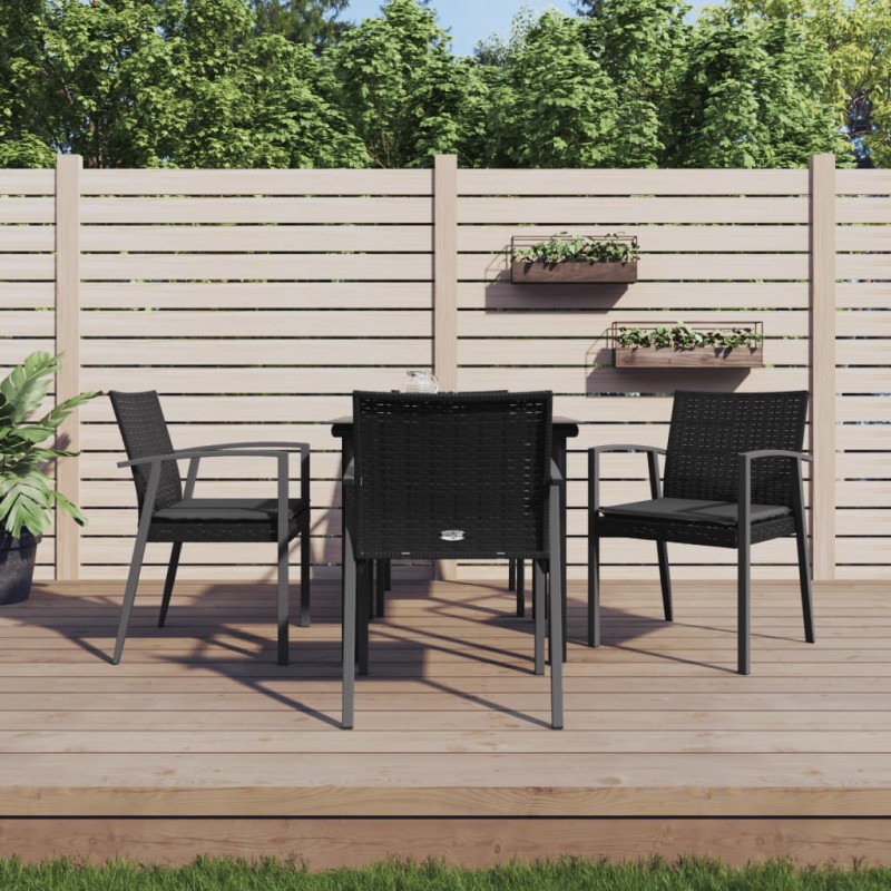 vidaXL Juego comedor jardín 5 piezas y cojines ratán sintético y acero