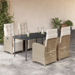 vidaXL Set comedor de jardín 5 pzas con cojines ratán sintético beige