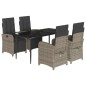 vidaXL Set comedor de jardín 5 piezas con cojines ratán sintético gris vidaXL Set comedor de jardín 5 piezas con cojines ratán sintético gris