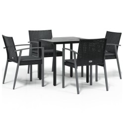 vidaXL Juego comedor jardín 5 piezas y cojines ratán sintético y acero