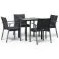 vidaXL Juego comedor jardín 5 piezas y cojines ratán sintético y acero