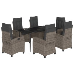 vidaXL Set comedor jardín 7 pzas y cojines ratán sintético gris