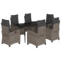 vidaXL Set comedor jardín 7 pzas y cojines ratán sintético gris vidaXL Set comedor jardín 7 pzas y cojines ratán sintético gris