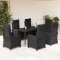 vidaXL Set de comedor de jardín 7 pzas y cojines ratán sintético negro vidaXL Set de comedor de jardín 7 pzas y cojines ratán sintético negro