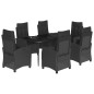 vidaXL Set de comedor de jardín 7 pzas y cojines ratán sintético negro vidaXL Set de comedor de jardín 7 pzas y cojines ratán sintético negro