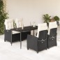 vidaXL Set de muebles jardín 5 pzas con cojines ratán sintético negro vidaXL Set de muebles jardín 5 pzas con cojines ratán sintético negro