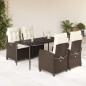 vidaXL Set comedor de jardín 5 piezas y cojines ratán sintético marrón vidaXL Set comedor de jardín 5 piezas y cojines ratán sintético marrón