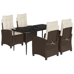 vidaXL Set comedor de jardín 5 piezas y cojines ratán sintético marrón
