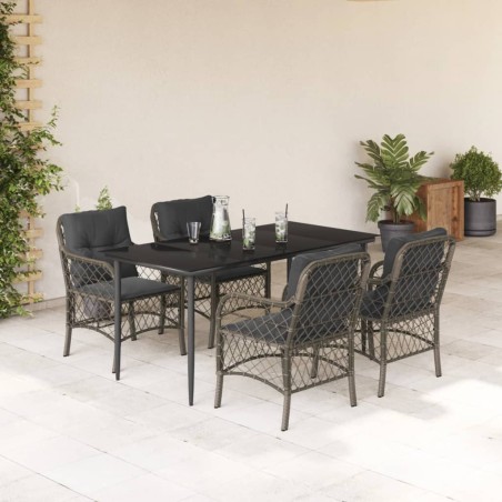 vidaXL Set comedor de jardín 5 piezas con cojines ratán sintético gris