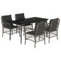 vidaXL Set comedor de jardín 5 piezas con cojines ratán sintético gris vidaXL Set comedor de jardín 5 piezas con cojines ratán sintético gris