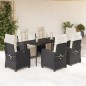 vidaXL Set de comedor de jardín 7 pzas y cojines ratán sintético negro vidaXL Set de comedor de jardín 7 pzas y cojines ratán sintético negro