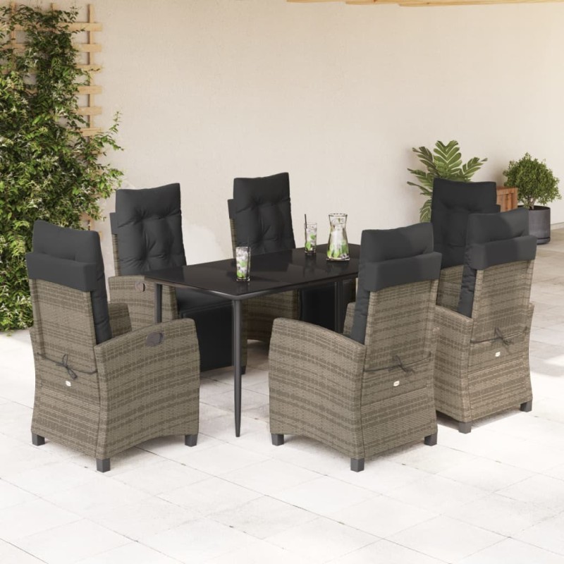 vidaXL Set comedor jardín 7 pzas y cojines ratán sintético gris vidaXL Set comedor jardín 7 pzas y cojines ratán sintético gris