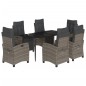 vidaXL Set comedor jardín 7 pzas y cojines ratán sintético gris vidaXL Set comedor jardín 7 pzas y cojines ratán sintético gris