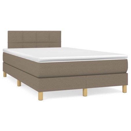 vidaXL Cama box spring con colchón y LED tela gris taupe 120x190 cm