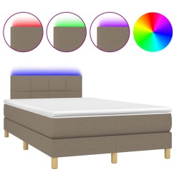 vidaXL Cama box spring con colchón y LED tela gris taupe 120x190 cm