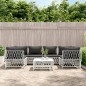 vidaXL Juego de muebles de jardín 7 piezas acero y cojines blanco vidaXL Juego de muebles de jardín 7 piezas acero y cojines blanco