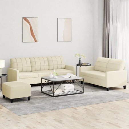 vidaXL Juego de sofás con cojines 3 piezas cuero sintético crema