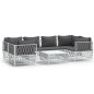 vidaXL Juego de muebles de jardín 7 piezas acero y cojines blanco vidaXL Juego de muebles de jardín 7 piezas acero y cojines blanco