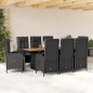 vidaXL Set de comedor de jardín 9 pzas y cojines ratán sintético negro vidaXL Set de comedor de jardín 9 pzas y cojines ratán sintético negro
