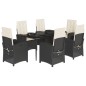 vidaXL Set de comedor de jardín 7 pzas y cojines ratán sintético negro