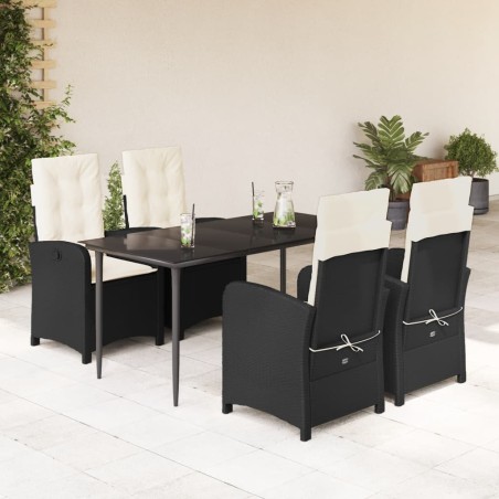 vidaXL Set de muebles jardín 5 pzas con cojines ratán sintético negro