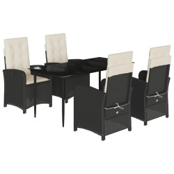 vidaXL Set de muebles jardín 5 pzas con cojines ratán sintético negro