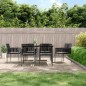 vidaXL Set comedor jardín 7 pzas y cojines acero ratán sintético negro vidaXL Set comedor jardín 7 pzas y cojines acero ratán sintético negro