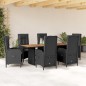 vidaXL Set de comedor de jardín 7 pzas y cojines ratán sintético negro vidaXL Set de comedor de jardín 7 pzas y cojines ratán sintético negro