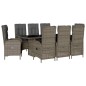 vidaXL Set comedor jardín 9 pzas y cojines ratán sintético gris vidaXL Set comedor jardín 9 pzas y cojines ratán sintético gris
