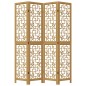 vidaXL Biombo separador de 4 paneles madera maciza paulownia marrón vidaXL Biombo separador de 4 paneles madera maciza paulownia marrón