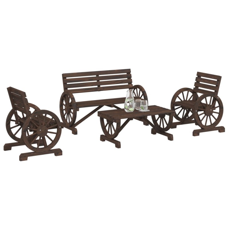 vidaXL Juego de muebles de jardín 4 piezas madera maciza de abeto vidaXL Juego de muebles de jardín 4 piezas madera maciza de abeto