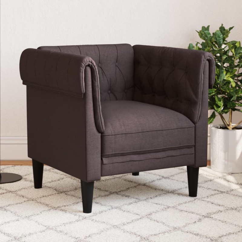 vidaXL Sillón Chesterfield de tela marrón oscuro vidaXL Sillón Chesterfield de tela marrón oscuro