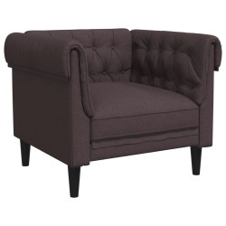 vidaXL Sillón Chesterfield de tela marrón oscuro