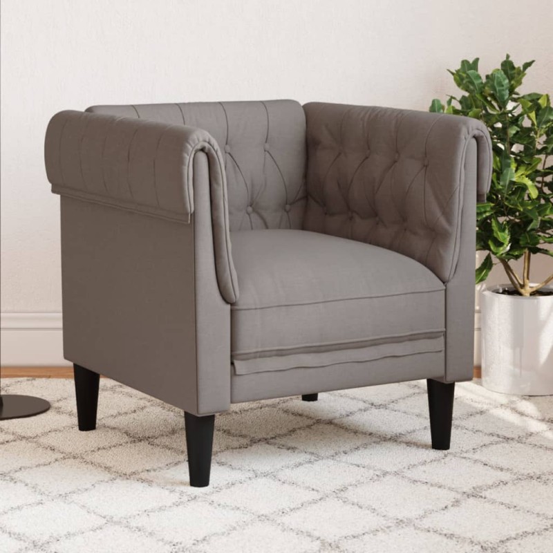 vidaXL Sillón Chesterfield de tela gris taupé vidaXL Sillón Chesterfield de tela gris taupé