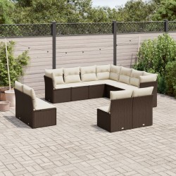 vidaXL Set de sofás de jardín 11 pzas cojines ratán sintético marrón