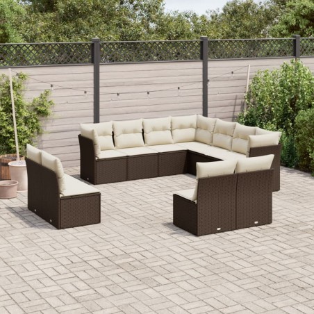 vidaXL Set de sofás de jardín 11 pzas cojines ratán sintético marrón