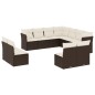 vidaXL Set de sofás de jardín 11 pzas cojines ratán sintético marrón vidaXL Set de sofás de jardín 11 pzas cojines ratán sintético marrón