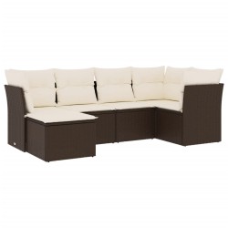 vidaXL Set sofás de jardín 6 piezas y cojines ratán sintético marrón