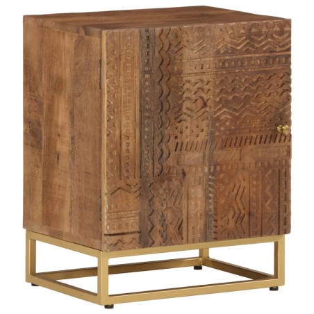 vidaXL Mesita de noche madera maciza de mango y hierro 40x30x50 cm